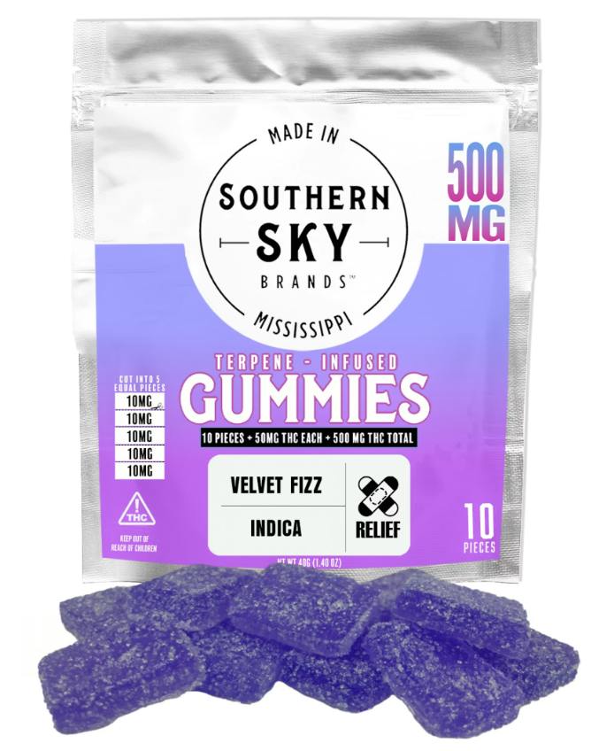 Velvet Fizz Terpene Infused Gummies | 500mg | 10ct | 50mg/ea