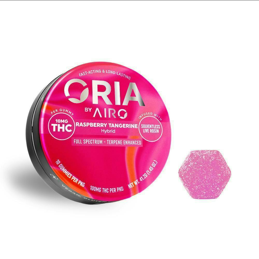 Raspberry Tangerine | Oria - Full Spectrum | 100mg Live Rosin Gummies by Airo Brands
