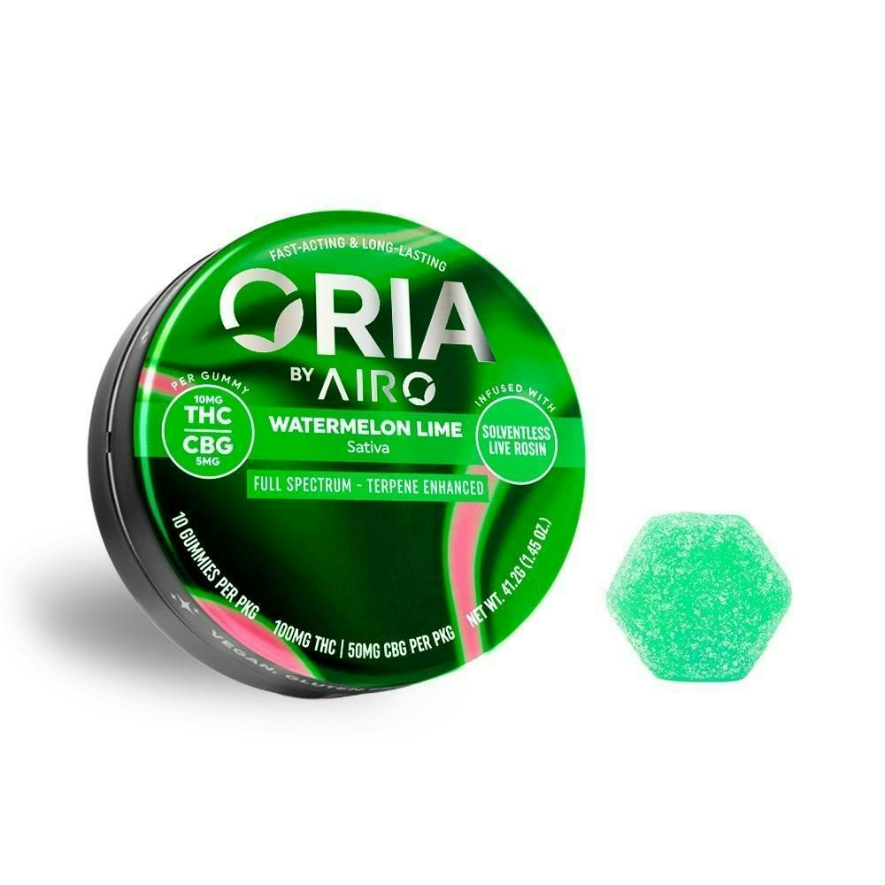 Watermelon Lime | Oria - Full Spectrum | 100mg Live Rosin Gummies by Airo Brands