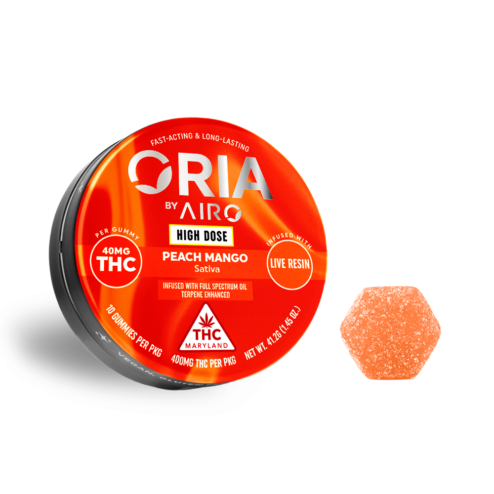 Peach Mango | Oria - Full Spectrum | 400mg Live Resin Gummies by Airo Brands