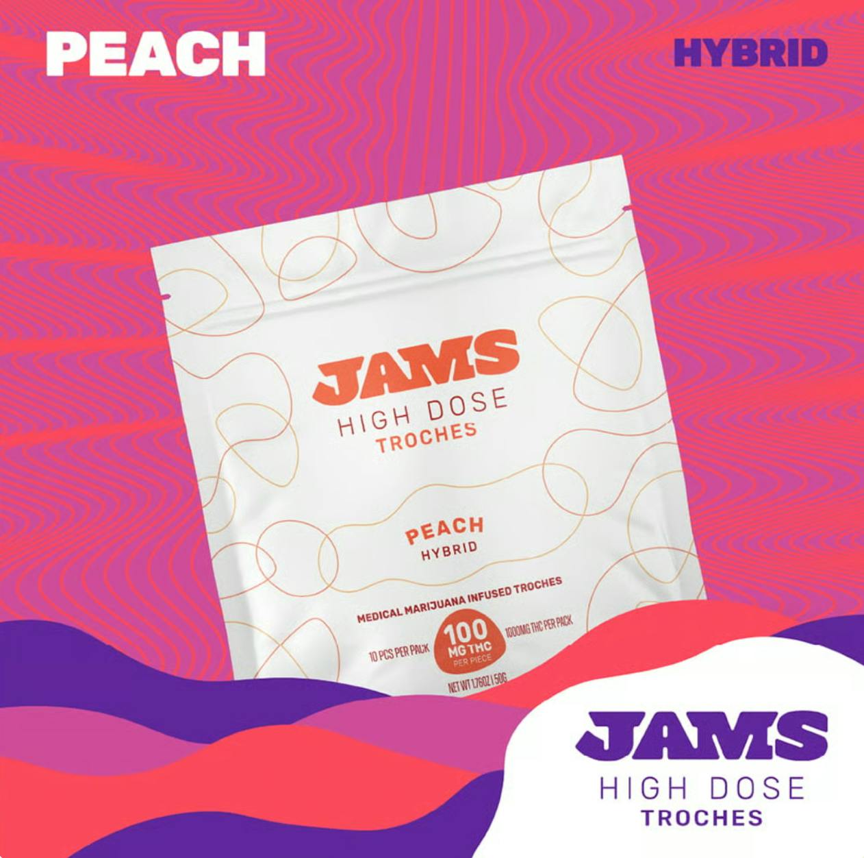 Peach Jellies | 1000mg | 10ct | 100mg/ea by JAMS