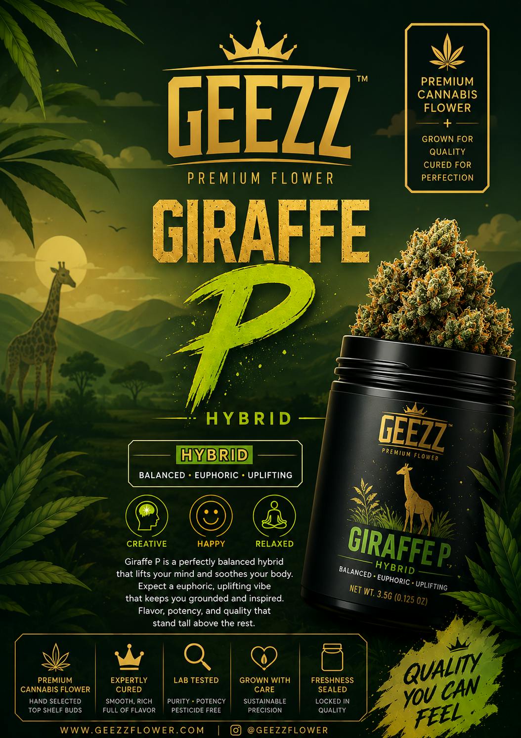 Giraffe Pu$$y Hybrid THC 27.2% Budget Friendly Indoor Flower