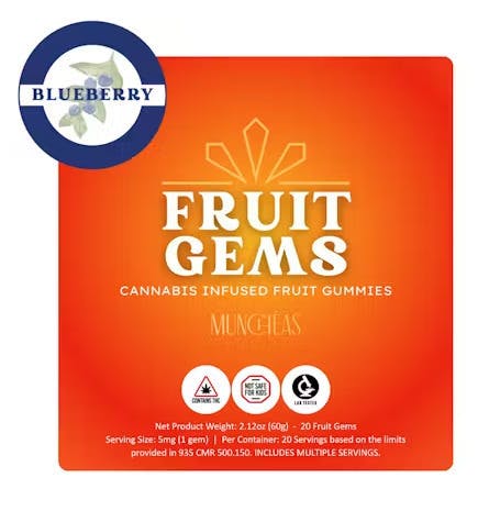 Gummies - Blueberry Fruit Gems - | Gummies | 20pk | 5mg/ea at Lowell Cannabis Co.