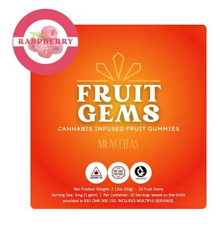 Raspberry Fruit Gems | Gummies | 20pk | 5mg/ea at Smyth Cannabis Co. | Lowell