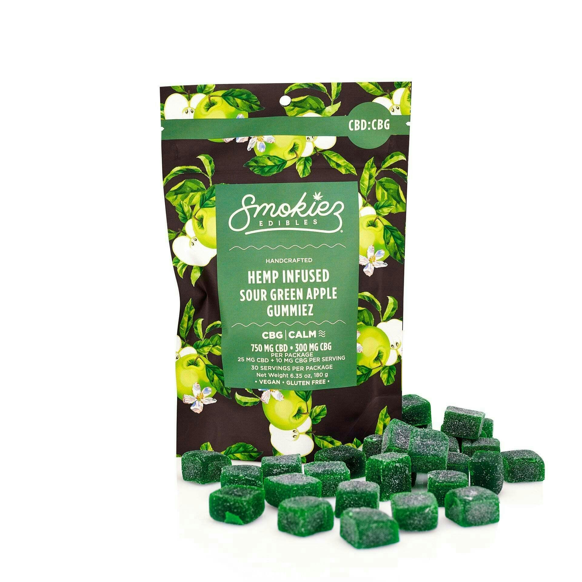 Sour Green Apple Gummies 1:1 THC:CBG | 100mg | 10ct | 10mg/ea by Smokiez Edibles