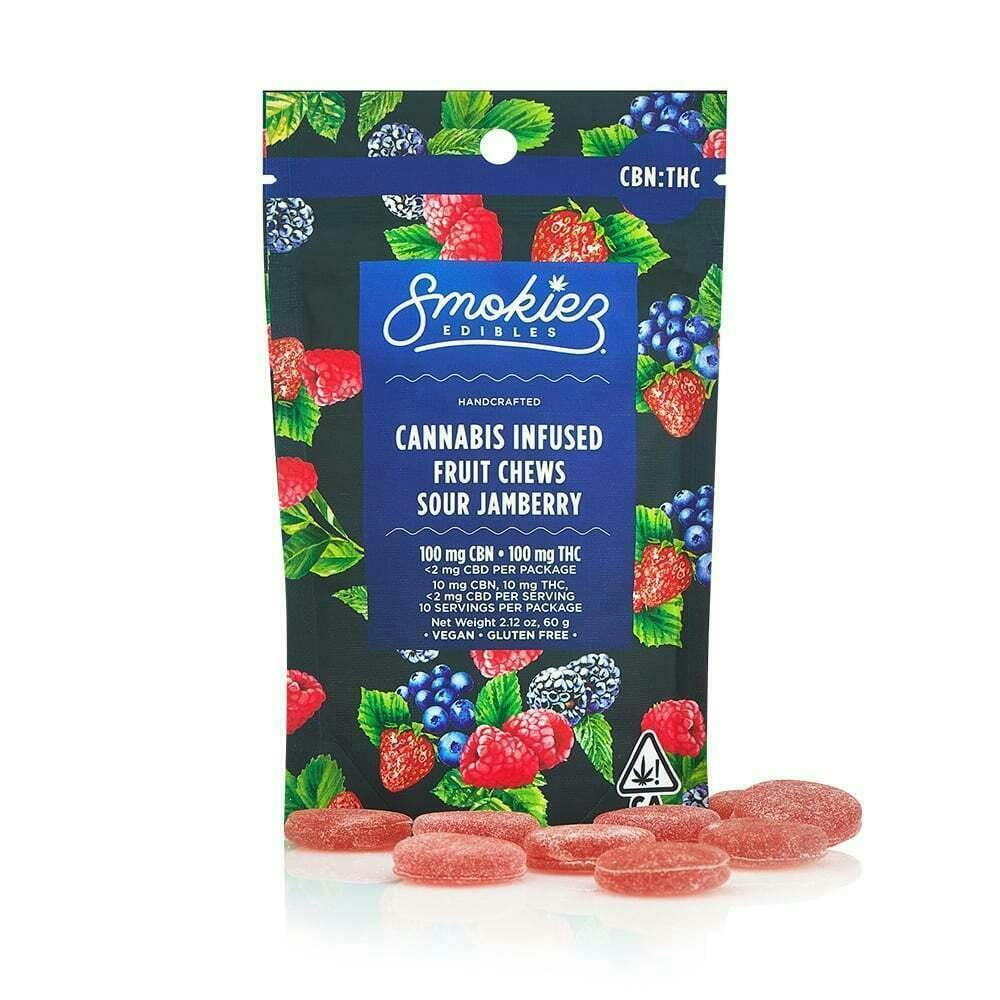 Sour Jamberry Gummies 1:1 CBN:THC | 100mg | 10ct | 10mg/ea at Speakeasy Dispensary