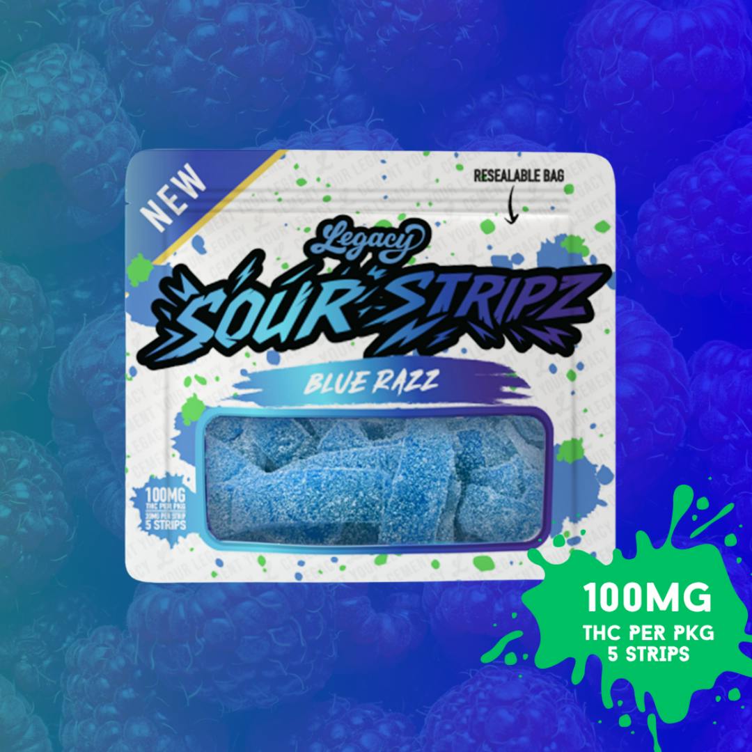Sour Blue Razz Strips | Gummies | 5pk | 20mg/ea