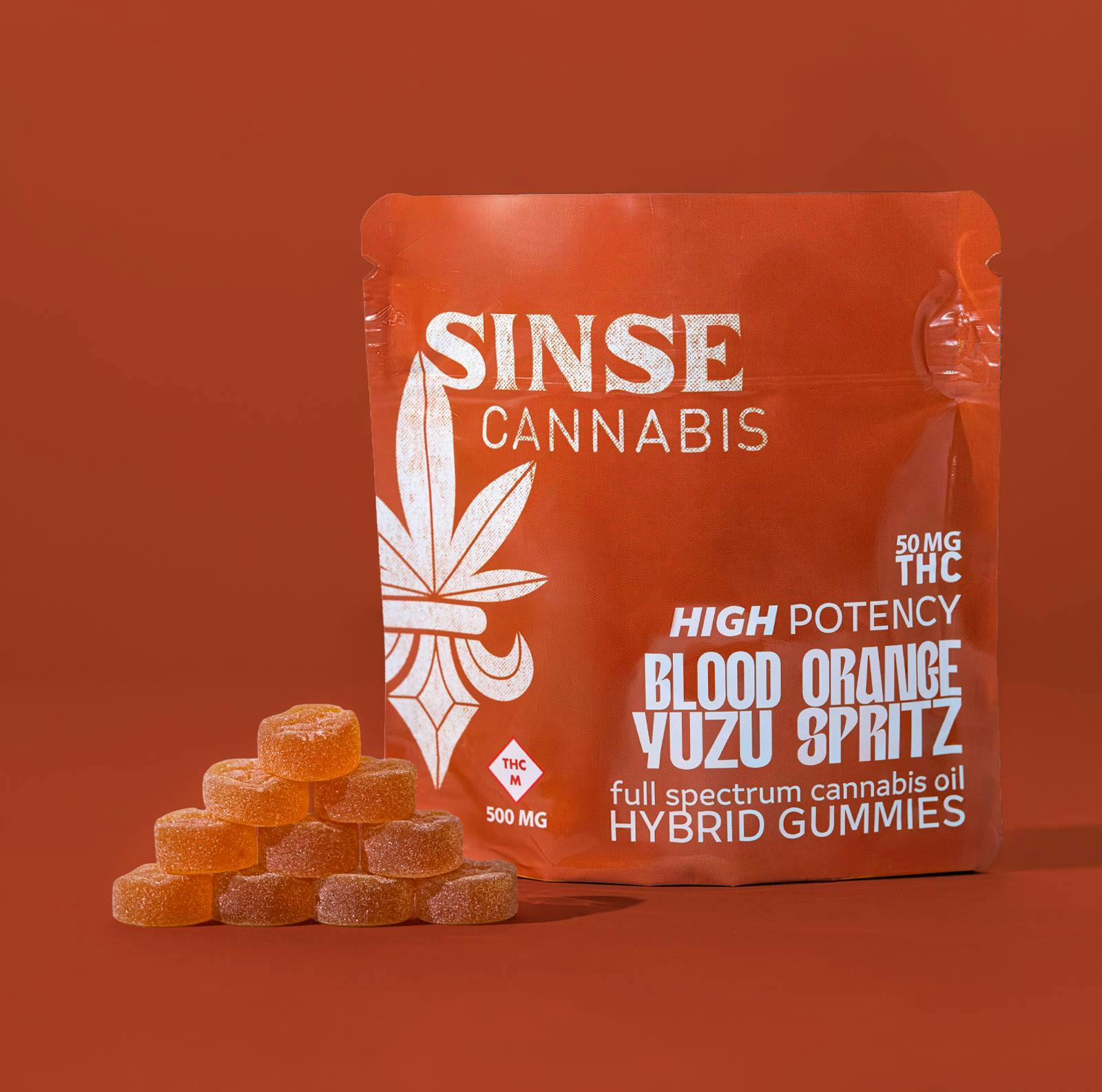 Blood Orange Yuzu Spritz Gummies | 500mg | 10ct | 50mg/ea by Sinse Cannabis