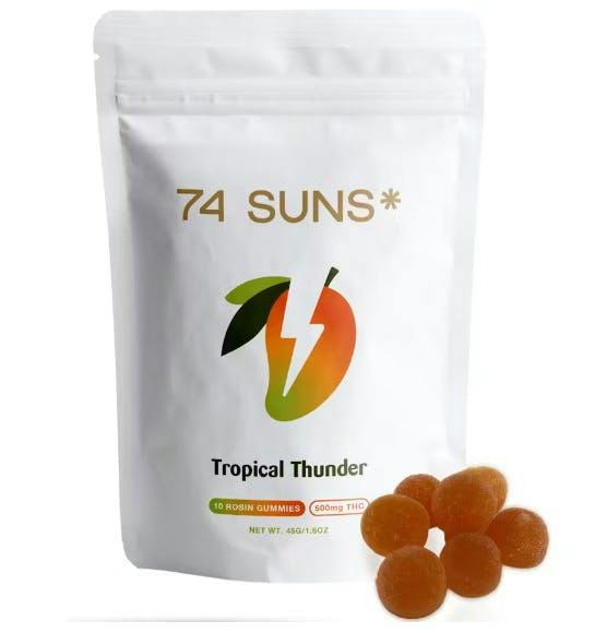 Tropical Thunder Rosin Gummies | 500mg | 10ct | 50mg/ea by 74 Suns