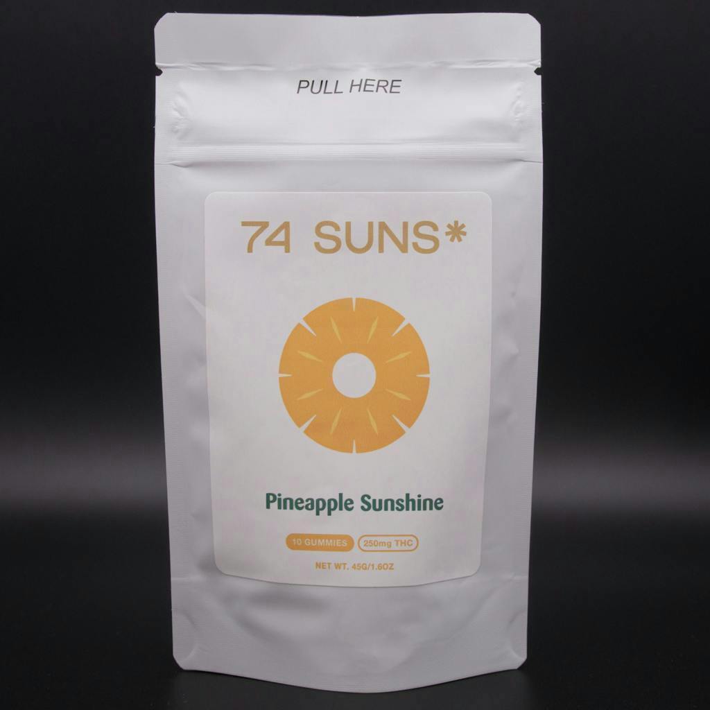 Pineapple Sunshine Gummies | 250mg | 10ct | 25mg/ea by 74 Suns