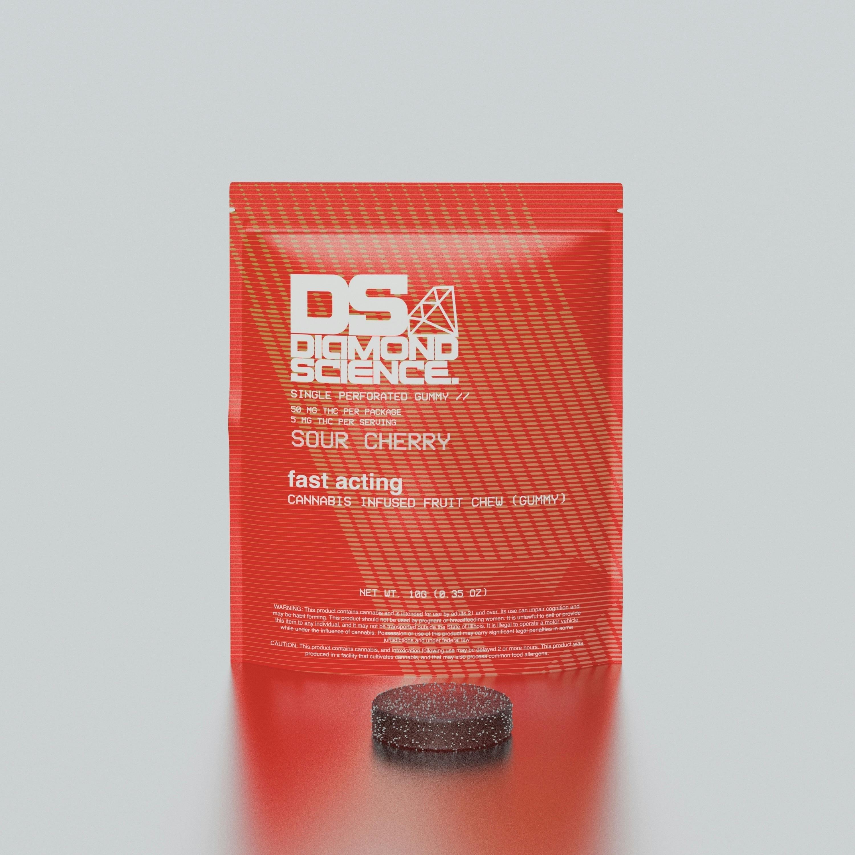 DIAMOND SCIENCE Gummies 50mg: Sour Cherry 1pc | Gummies | 50mg/ea at Mystic Greenz