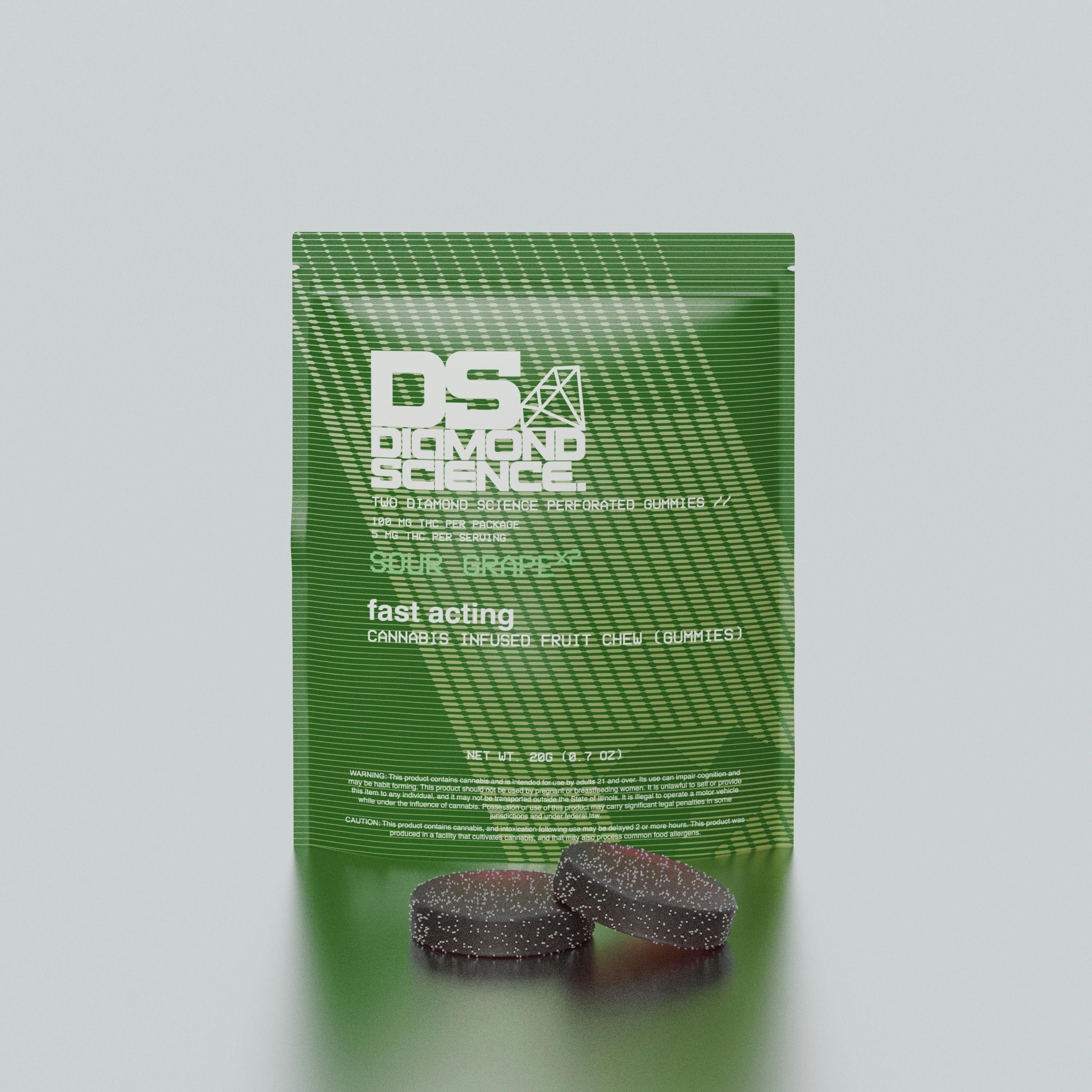 DIAMOND SCIENCE Gummies 100mg: Sour Grape | Gummies | 2pk | 50mg/ea