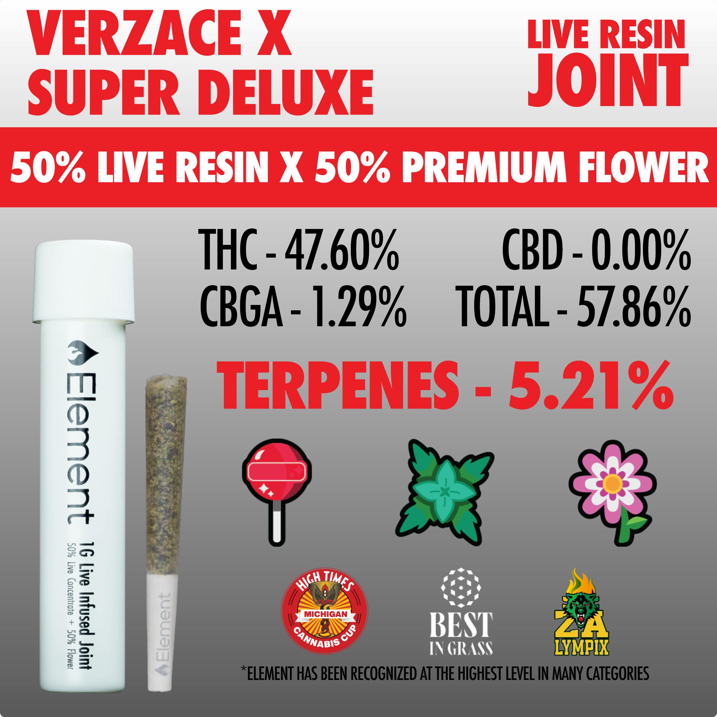 Element x Herb Wealth - Live Resin Joint 1g - Verzace x Super Deluxe by Element