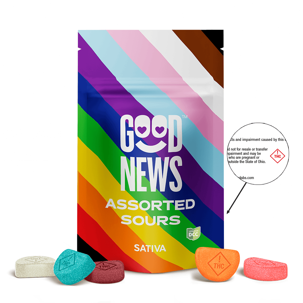 Pride Assorted Sour Gummies | 100mg | 10ct | 10mg/ea by Good News