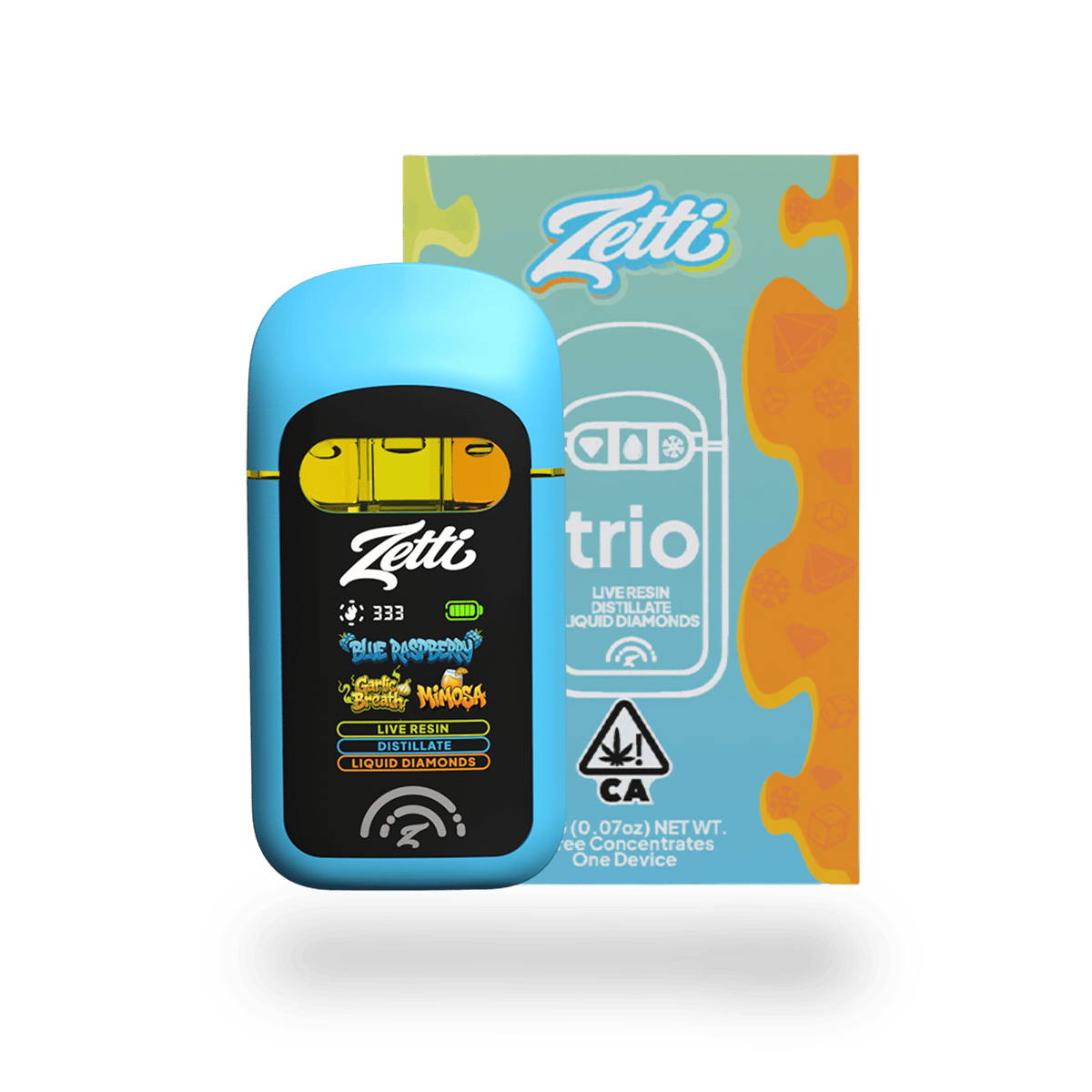 Zetti: Blue Raspberry X Garlic Breath X Mimosa