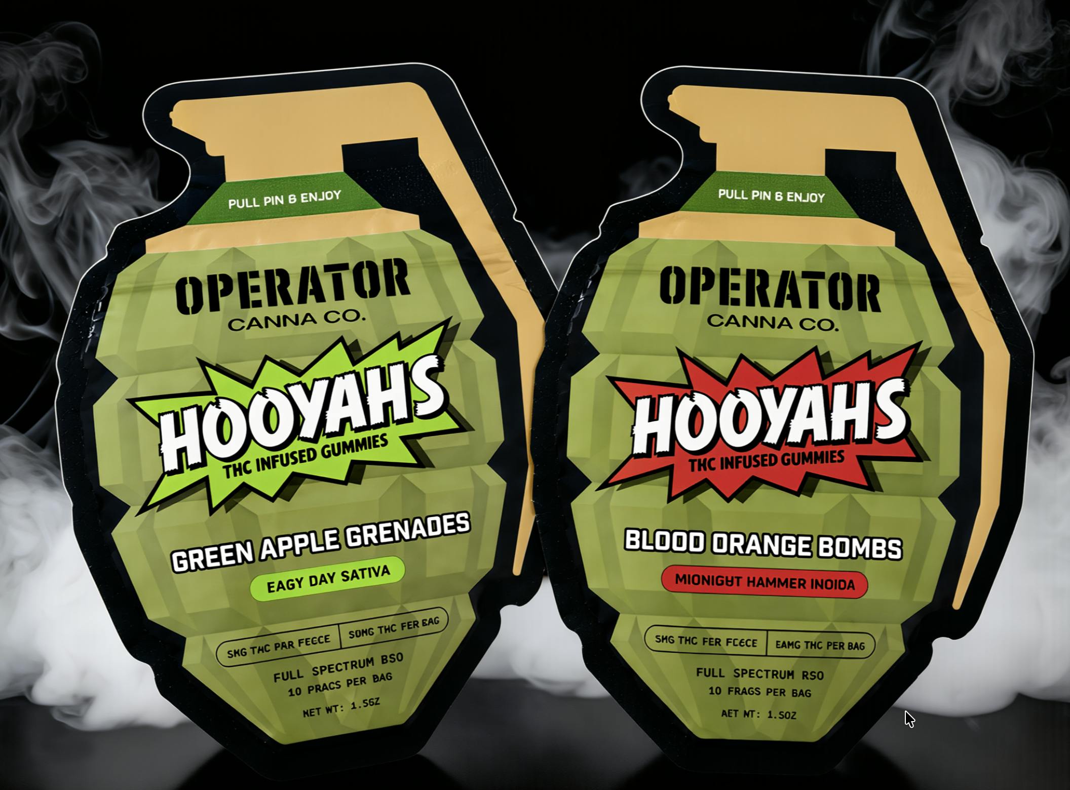 Hooyahs | Green Apple Grenades | Gummies | 100mg | 10ct | 10mg/ea by Operator Canna Co