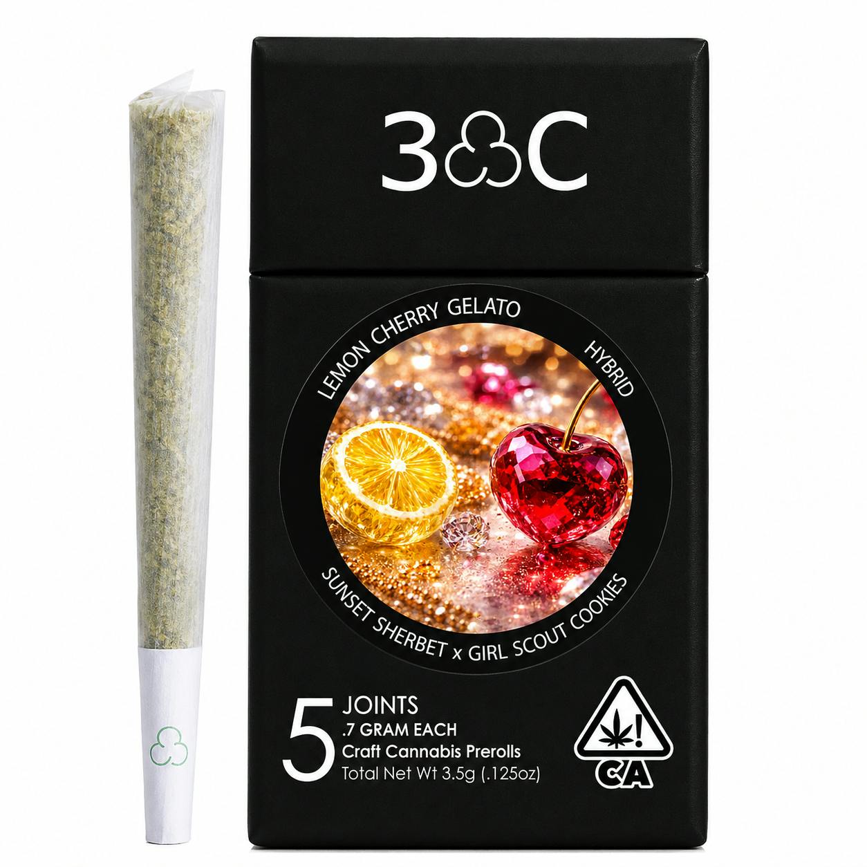 3C | Lemon Cherry Gelato | Preroll 5 Pk (3.5 G)