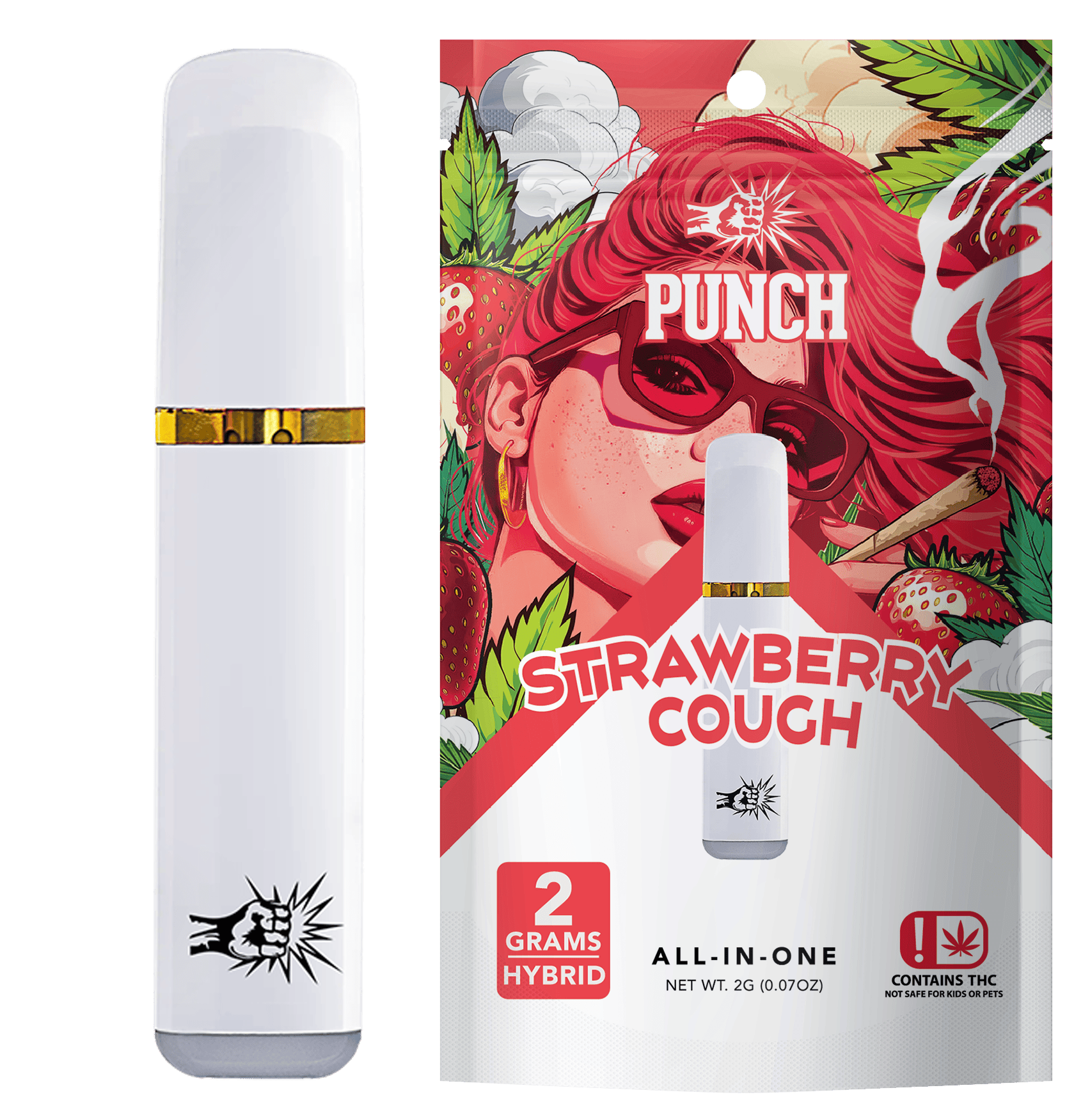 Punch | Strawberry Cough | Distillate AIO | 2g | OK by Punch Edibles & Extracts