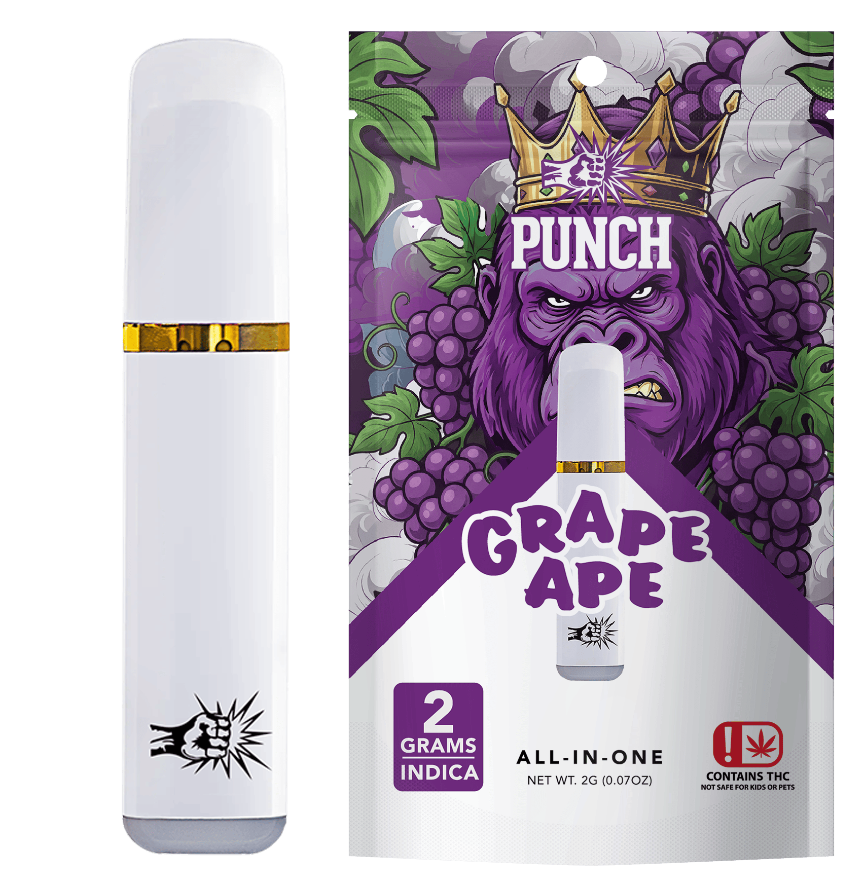 Punch | Grape Ape | Distillate AIO | 2g | OK by Punch Edibles & Extracts