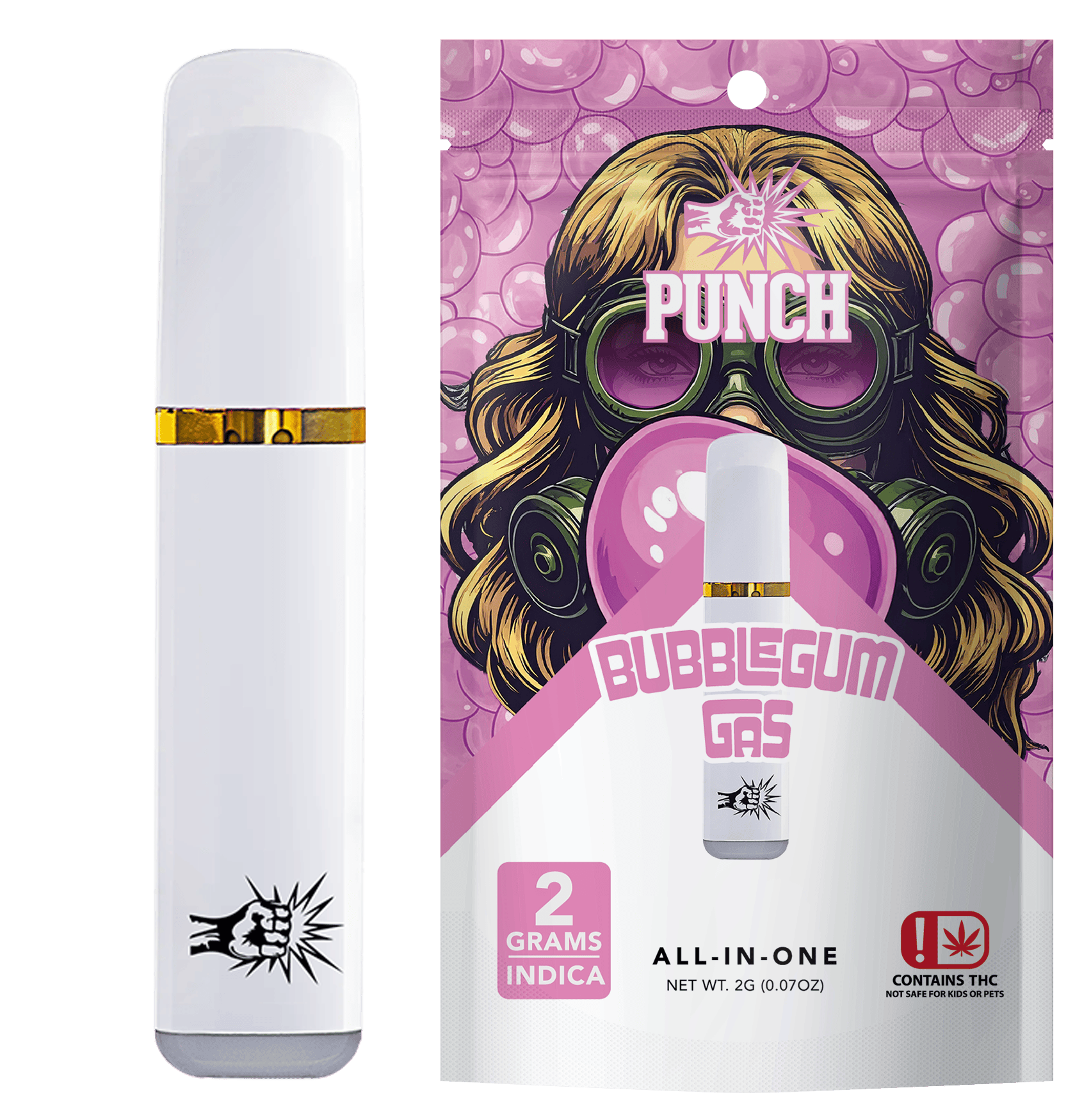 Punch | Bubblegum Gas | Distillate AIO | 2g | OK by Punch Edibles & Extracts