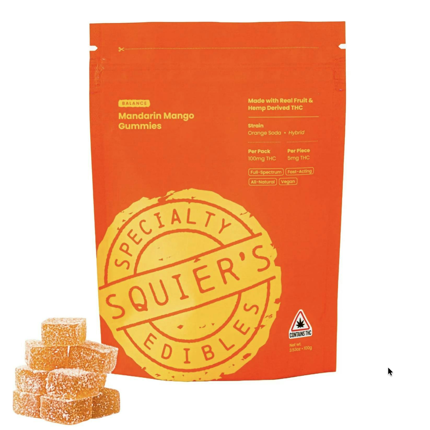 Mandarin Mango - 100mg THC Hash Rosin - Gummies by Squier's Specialty Edibles