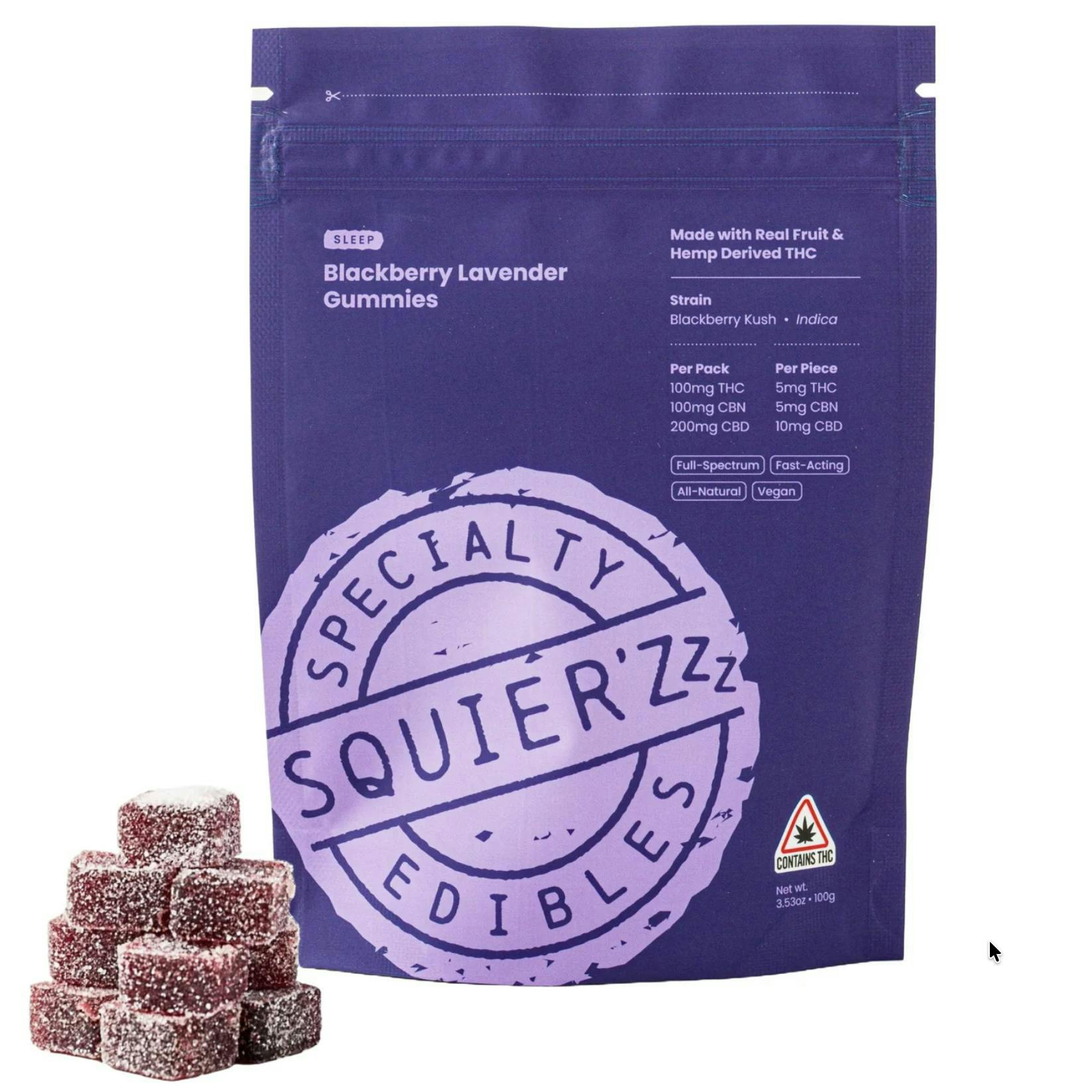 Blackberry Lavender - 100mg THC/100mg CBN/100mg CBD Hash Rosin - Gummies by Squier's Specialty Edibles
