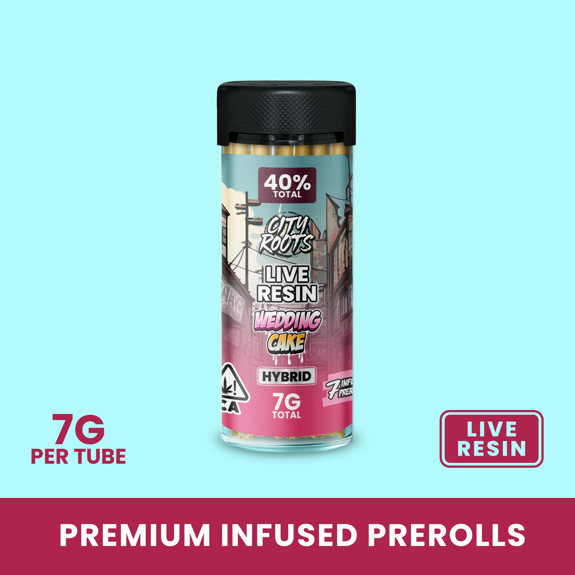 Wedding Cake (Hybrid) 7pk Live Resin Infused Prerolls 7g