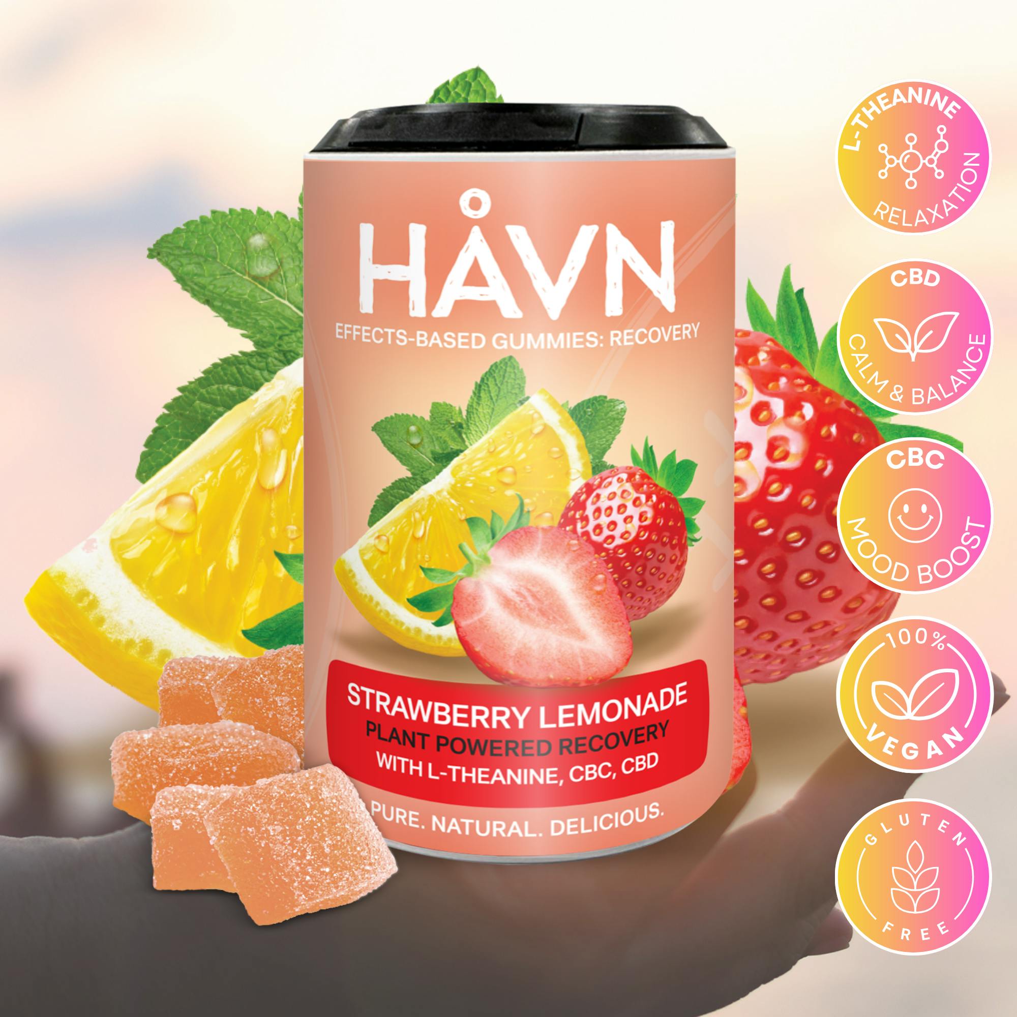 Strawberry Lemonade 1:1:1 THC:CBD:CBC Gummies | 100mg | 20ct | 5mg/ea by HAVN