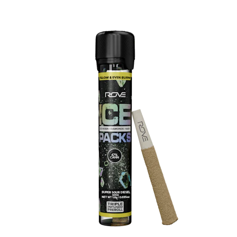Rove Super Sour Diesel - Infused Ice Packs (Rosin, Hash, and Diamonds) 1g, Infused Pre-Rolls