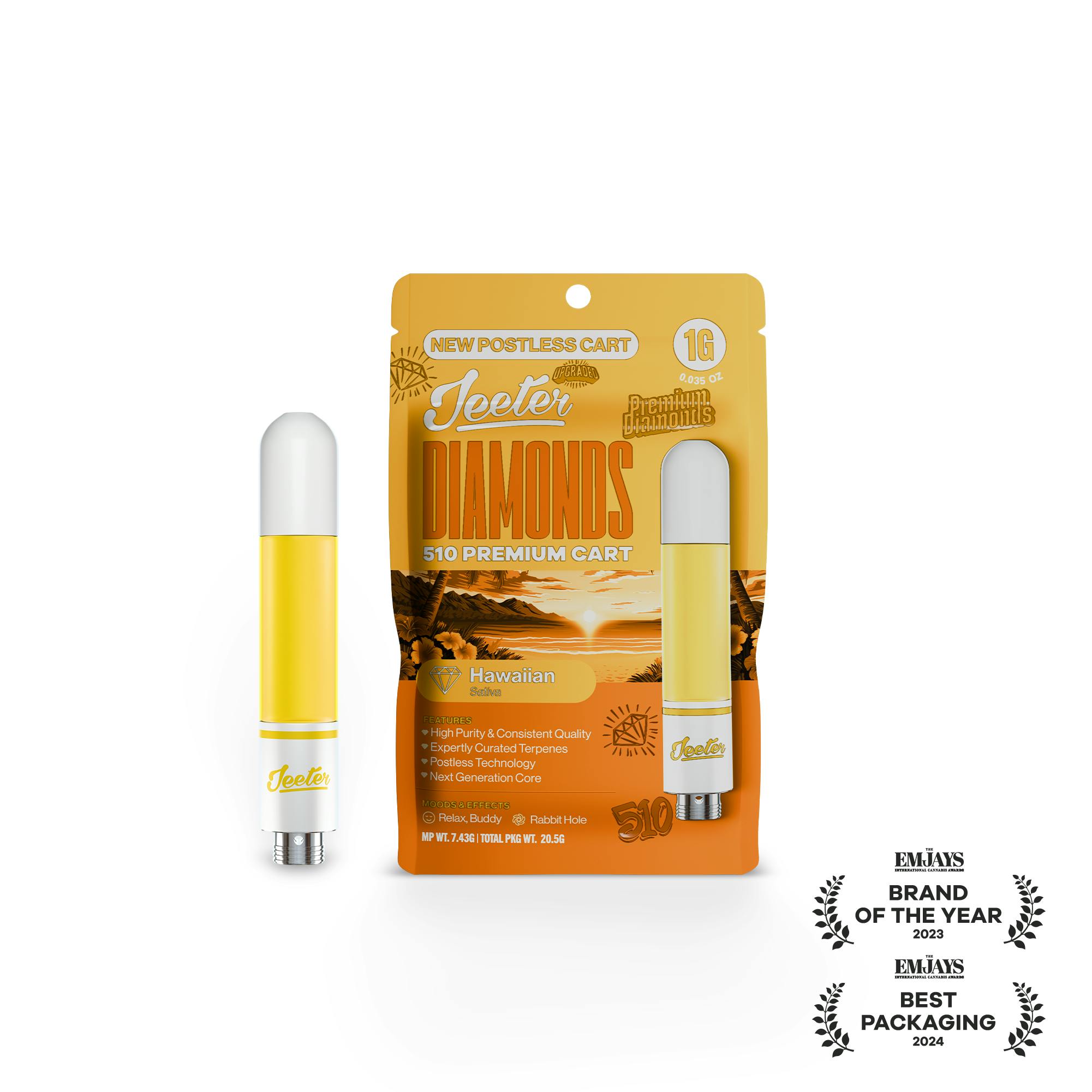 Jeeter: Hawaiian - Diamonds 510 Premium Cartridge - 1g