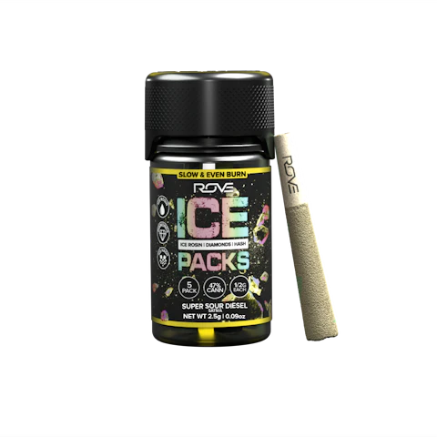 Rove Super Sour Diesel · Infused Ice Packs (Rosin, Hash, and Diamonds) · 5x 0.5g, Infused Pre-Rolls