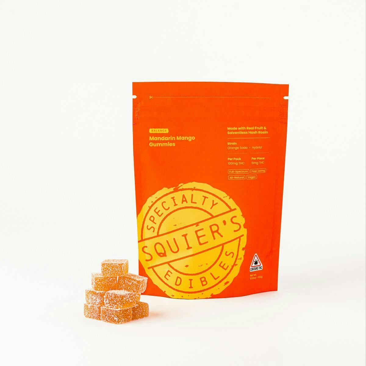 Mandarin Mango Gummies | Gummies | 20pk | 5mg/ea by Squier's Specialty Edibles
