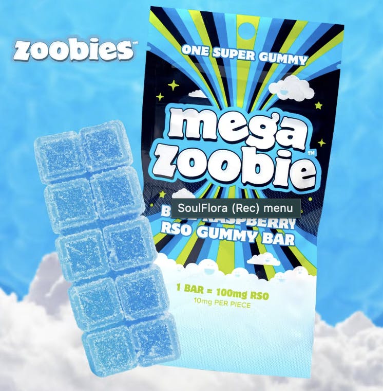 Mega Zoobie | Blue Rasberry RSO Gummies | 10mg each | 10 pk