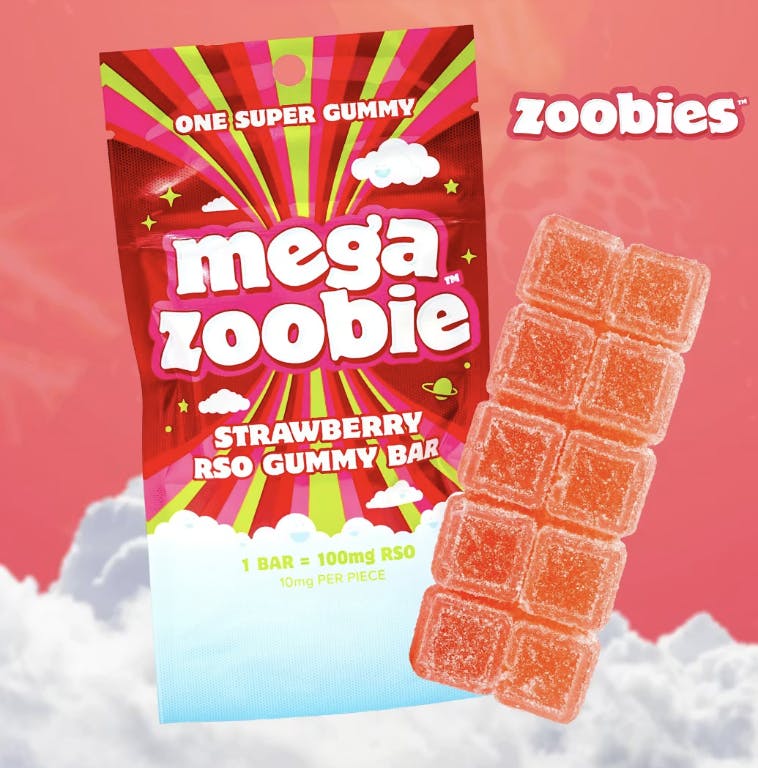 Mega Zoobie | Strawberry RSO Gummies | 10mg each | 10 pk