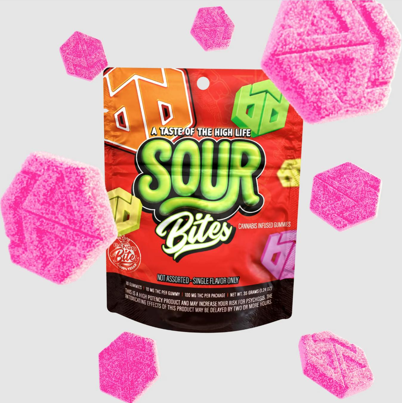 Bango Bites | Sour Splash Gummies | 100mg | 10ct | 10mg/ea at Med Leaf Dispensary (Recreational / Adult Use)