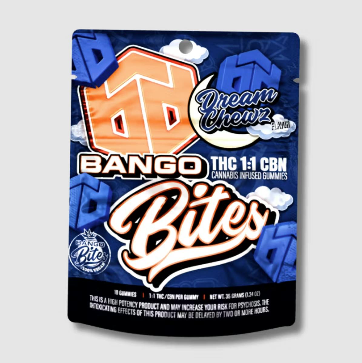 Dream Chewz | Mellow Mango 1:1 THC:CBN Gummies | 100mg | 10ct | 10mg/ea by Bango Distribution