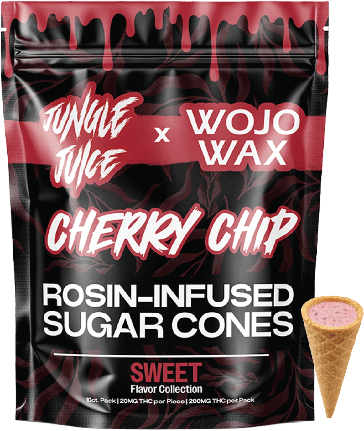Cherry Chip Rosin Infused Sugar Cones | 200mg | 10ct | 20mg/ea