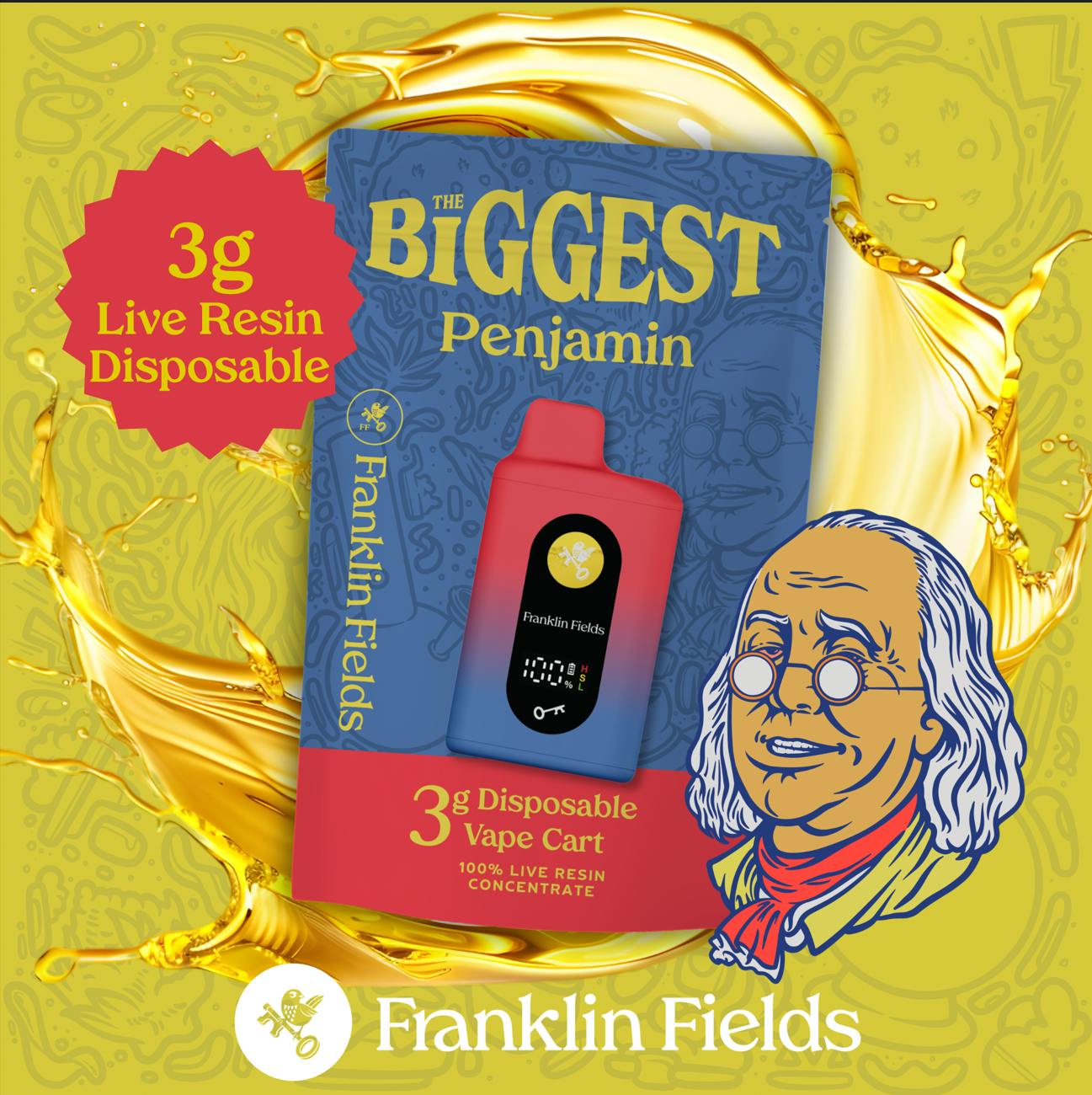 Franklin Fields Penjamin Cherry Blossom 3G Live Resin Disposable Vape by Franklin Fields