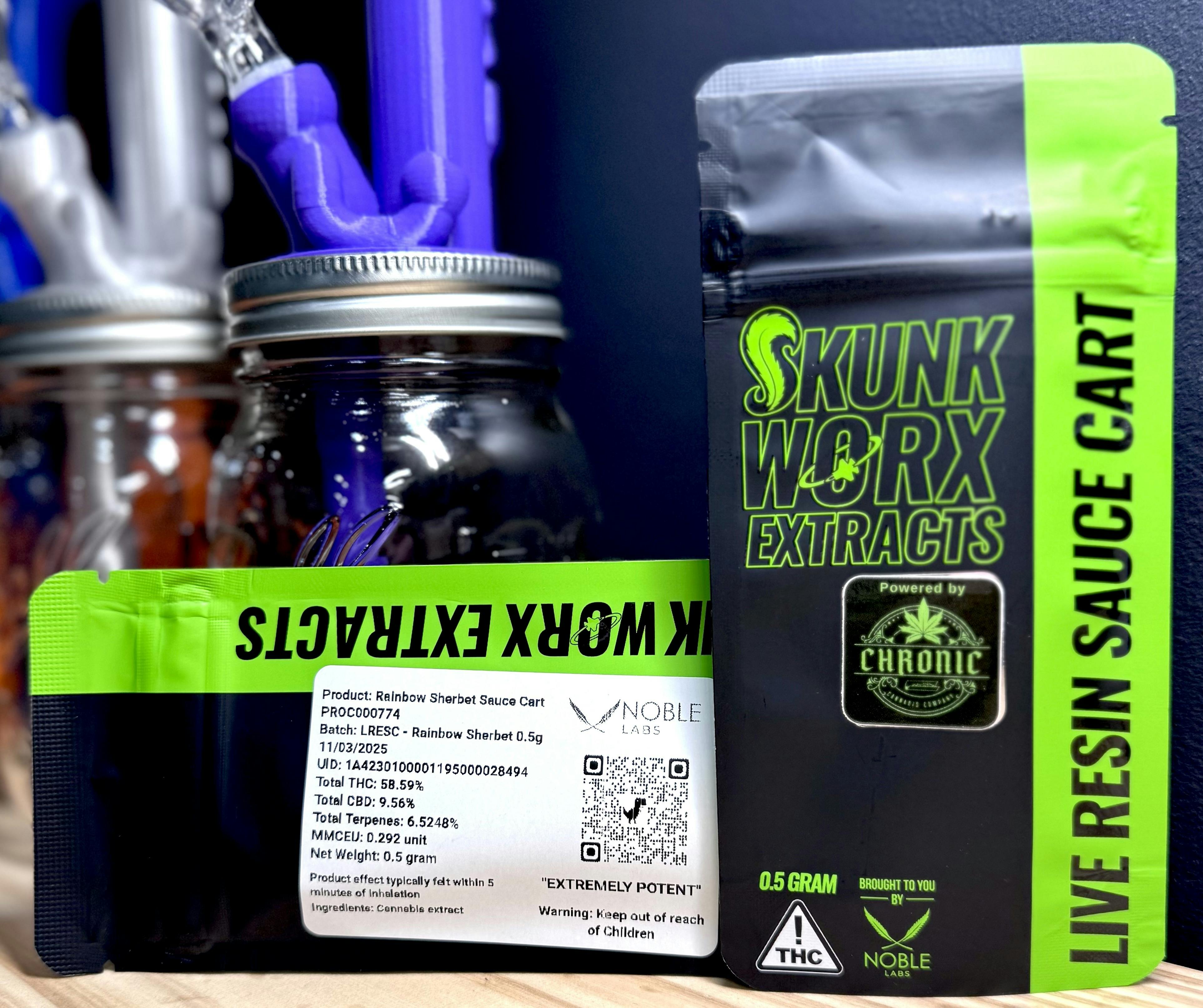 Noble Labs - Skunk Worx Sauce Cart .5g | Rainbow Sherbert by Noble Labs