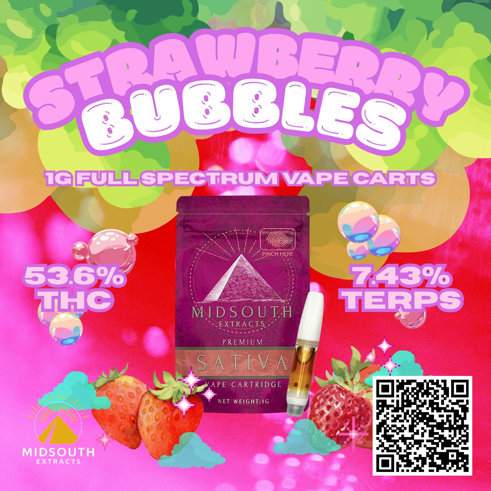 1g 510 - Full Spectrum - Strawberry Bubbles at Star Buds Medical Cannabis Dispensary Oxford