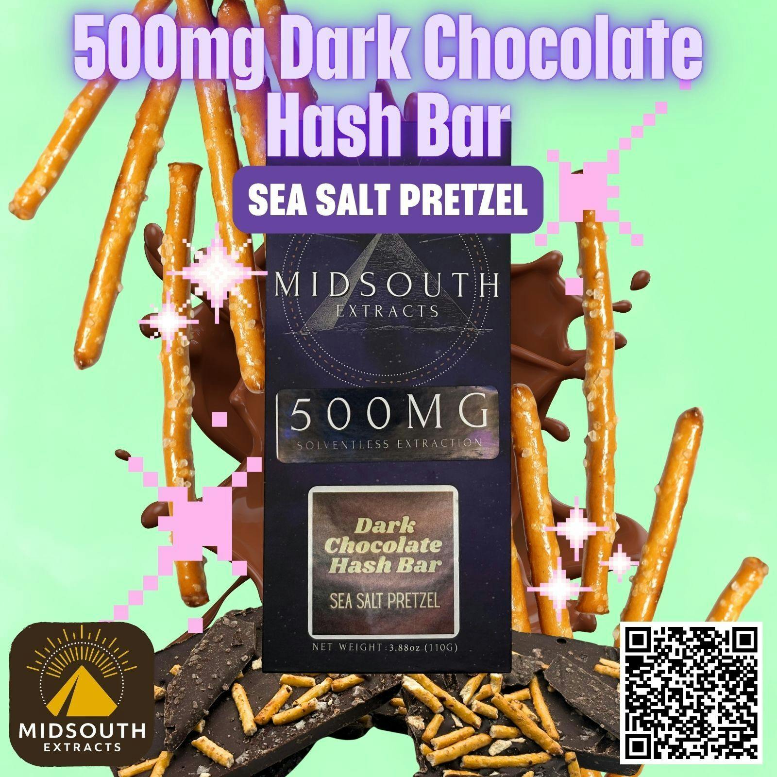 Chocolate Hash Bar - 500mg - Dark Chocolate Sea Salt Pretzel by MidSouth Extracts