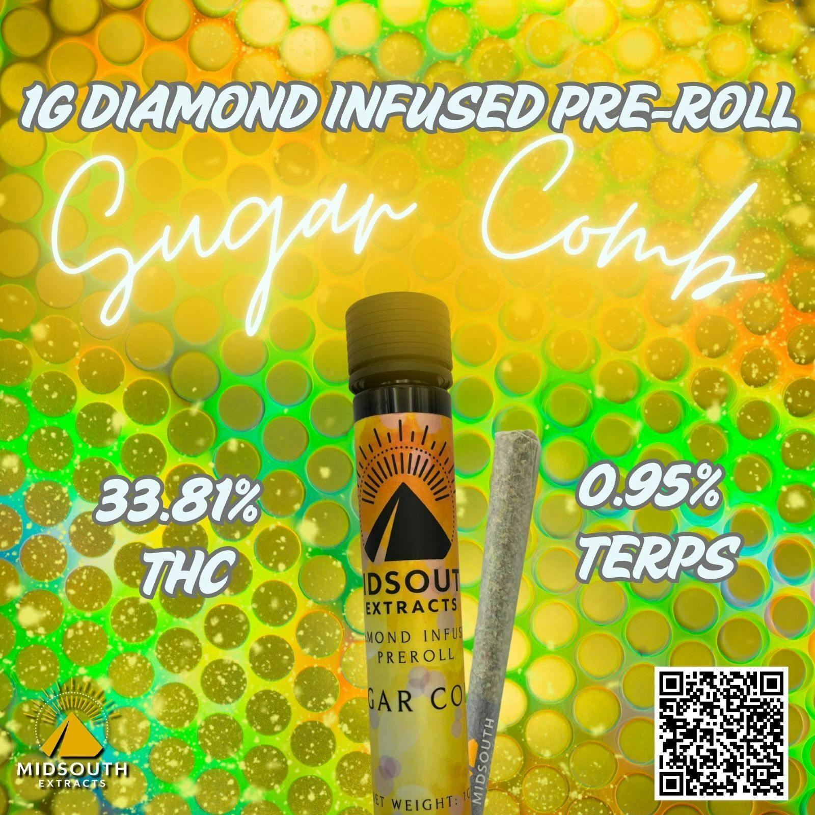 1g Diamond Infused Pre-roll - Sugar Comb at Star Buds Medical Marijuana Dispensary Ocean Springs