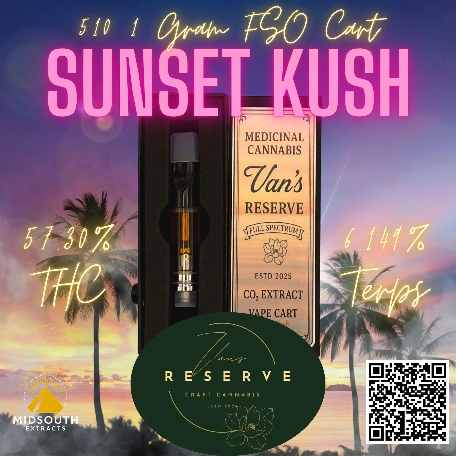 Van's Reserve | Sunset Kush | Full Spectrum Cartridge | 1g