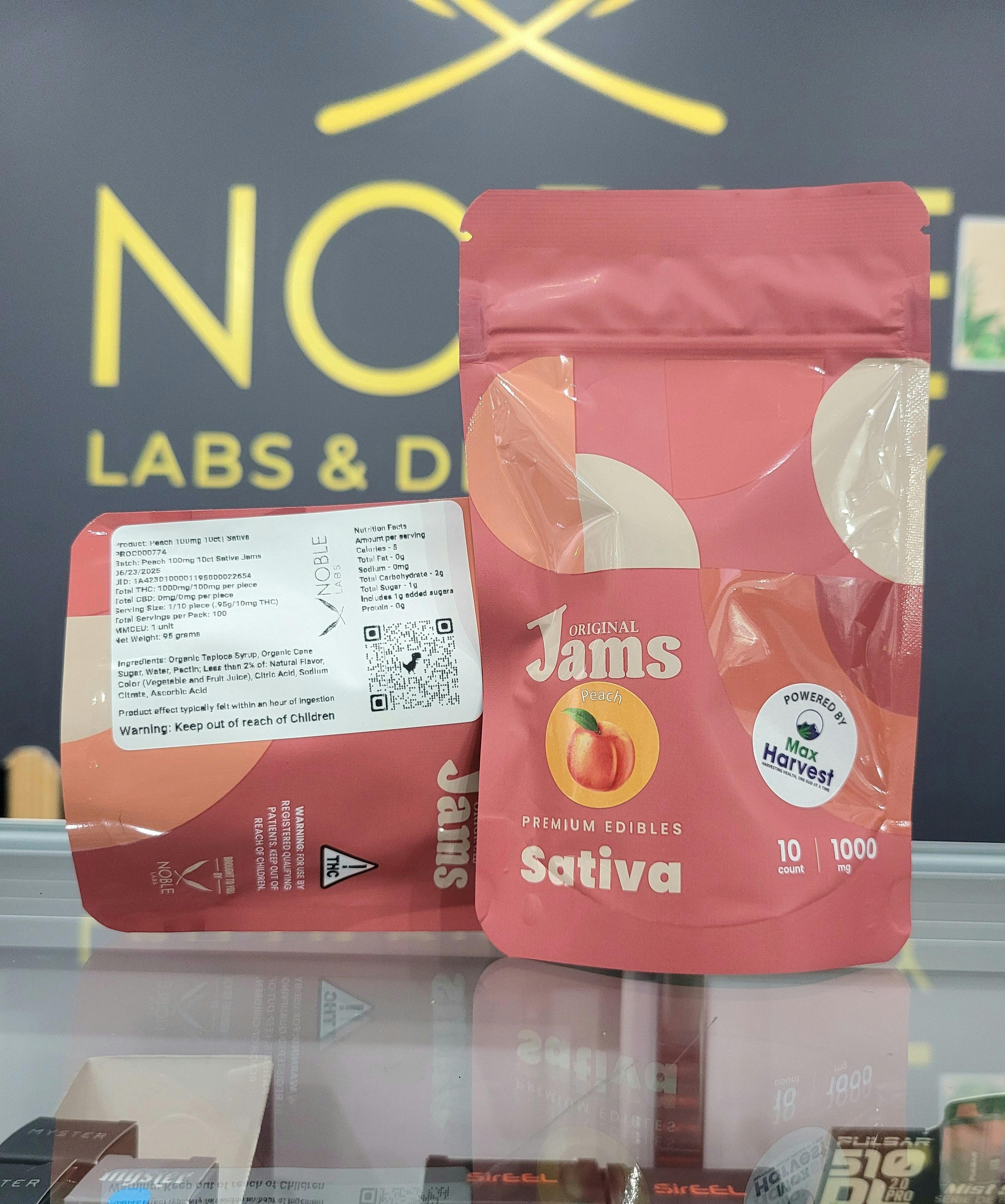 Noble Labs - Jams 100mg/ 10pk Sativa Gummies | Peach by Noble Labs