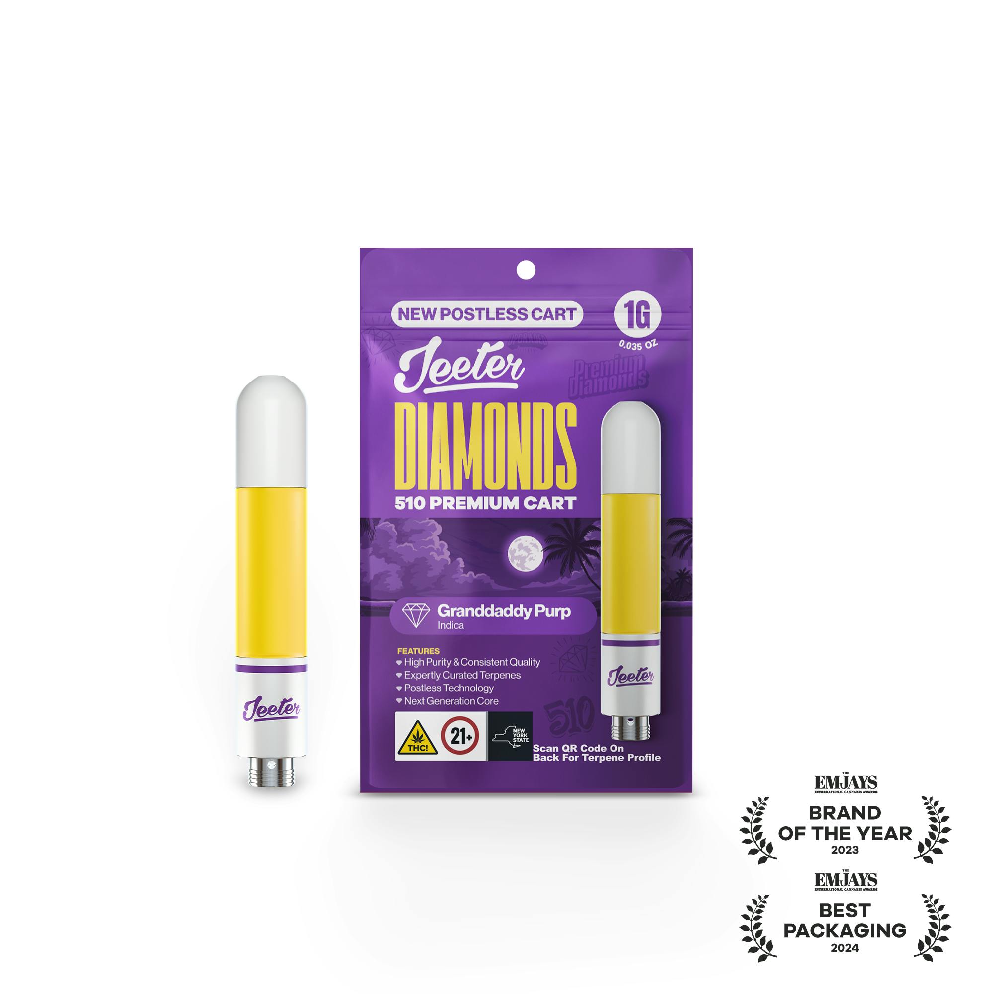 Jeeter | Granddaddy Purp | Diamonds 510 Premium Cartridge | 1g by Jeeter