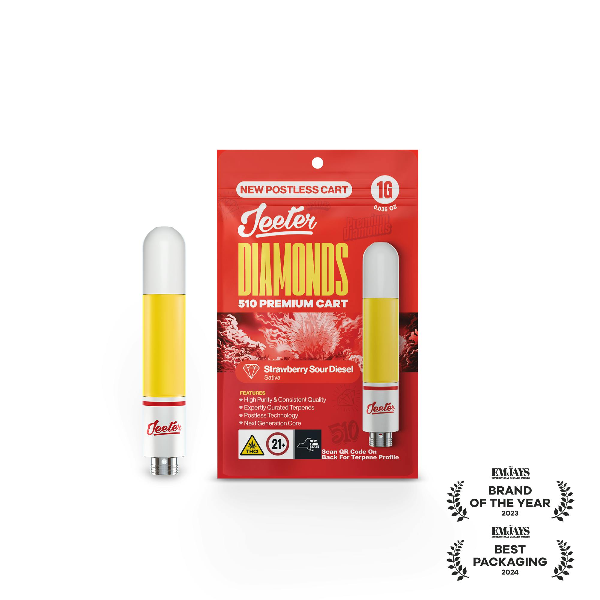 Jeeter | Strawberry Sour Diesel | Diamonds 510 Premium Cartridge | 1g