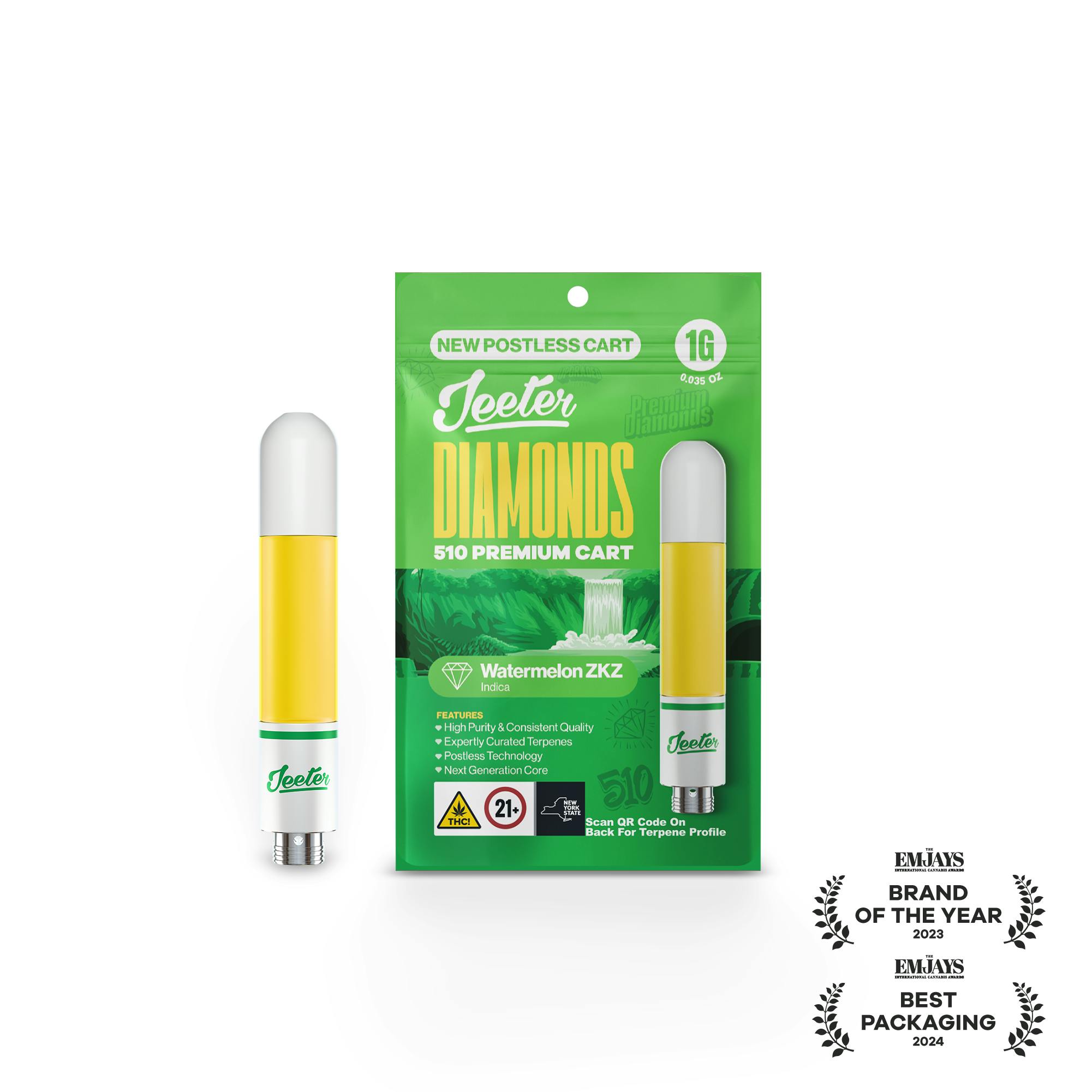 Jeeter | Watermelon ZKZ | Diamonds 510 Premium Cartridge | 1g by Jeeter