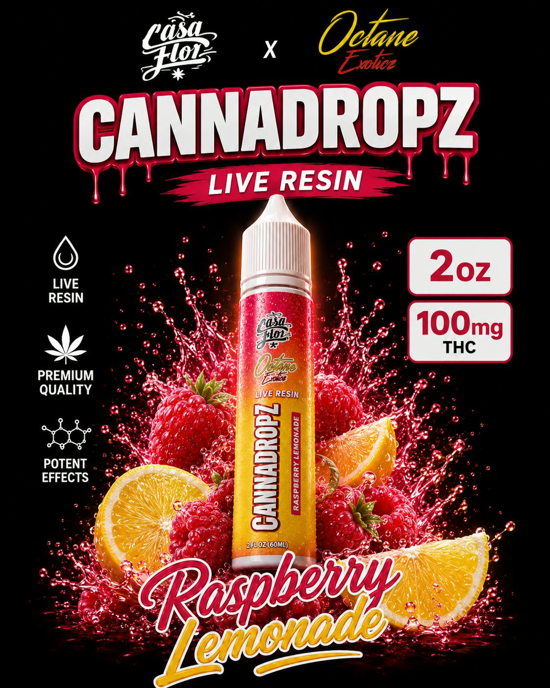 Casa Flor x Octane Exoticz | CannaDropz | Raspberry Lemonade | 2oz