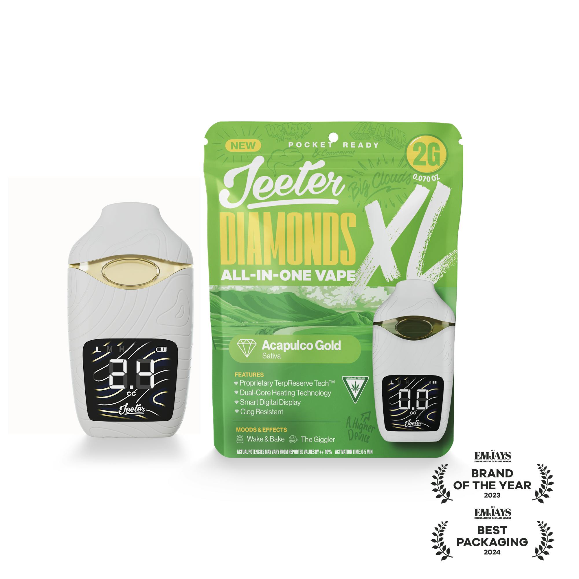 Jeeter | Acapulco Gold | Diamonds XL 2G All-In-One Vape by Jeeter