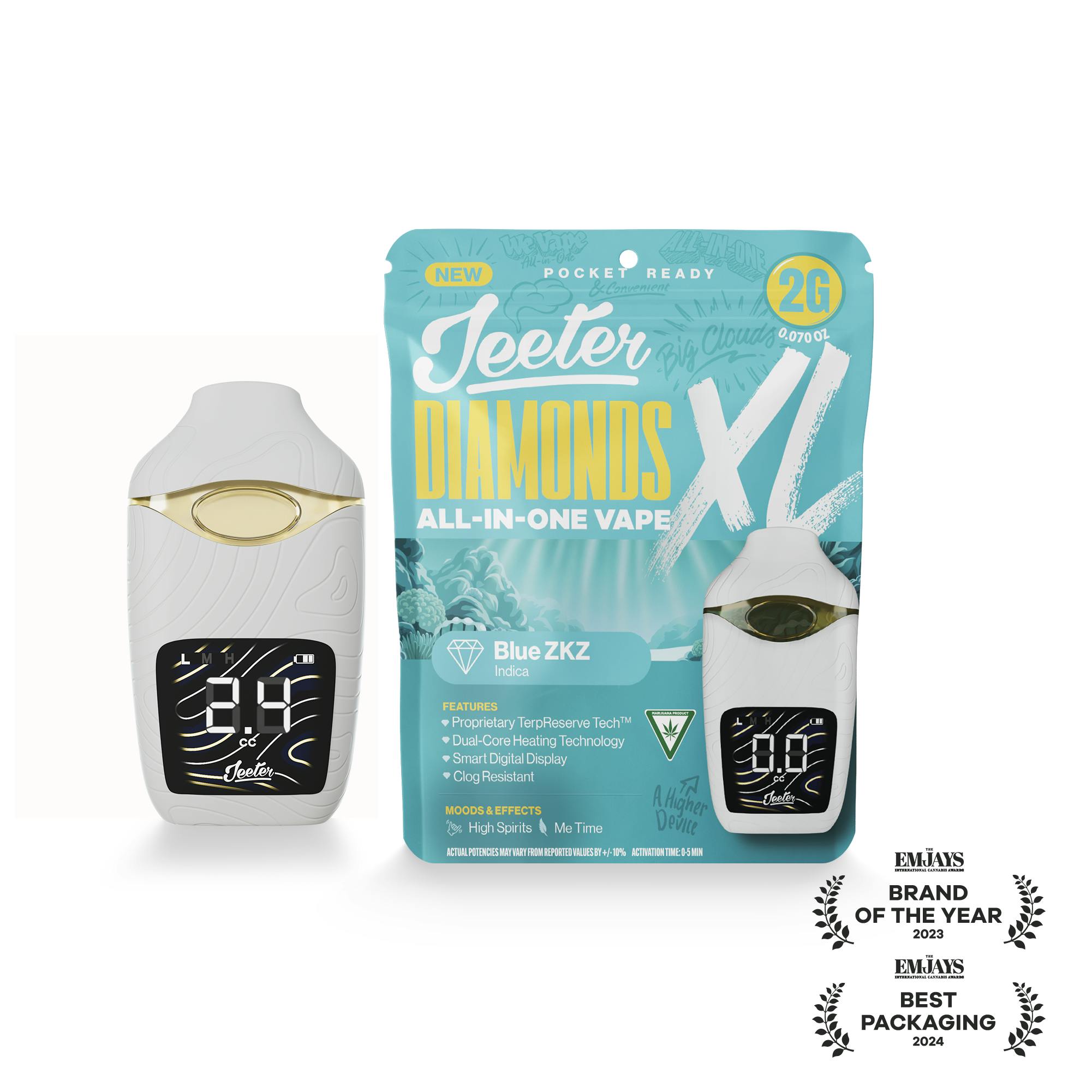 Jeeter | Blue ZKZ | Diamonds XL 2G All-In-One Vape by Jeeter